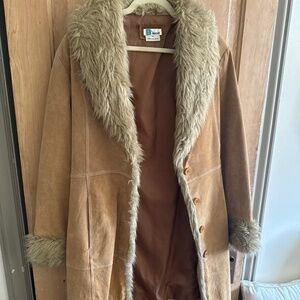 Vintage Faux Fur and Suede Mid Length Coat
